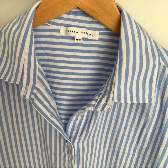 Melissa Nepton Gen blue stripe cotton button down shirt - Picture 4 of 5